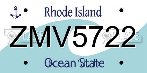 ZMV5722 Rhode Island License Plate