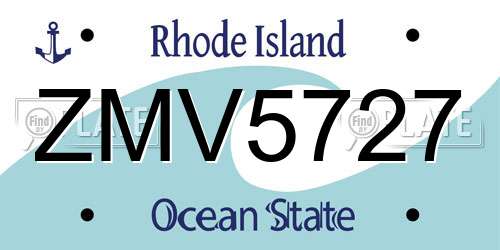 ZMV5727 Rhode Island License Plate