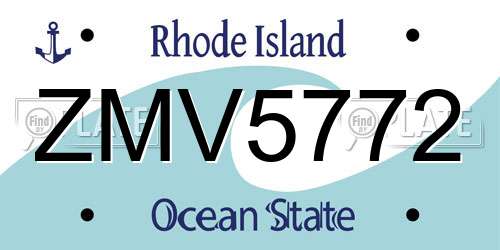 ZMV5772 Rhode Island License Plate