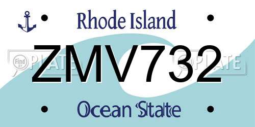 ZMV732 Rhode Island License Plate