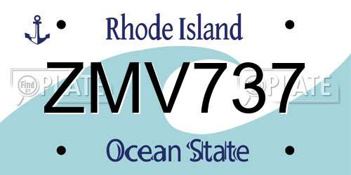 ZMV737 Rhode Island License Plate