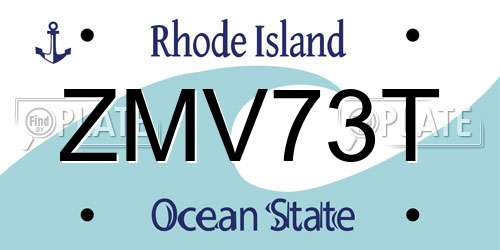 ZMV73T Rhode Island License Plate
