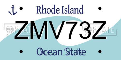 ZMV73Z Rhode Island License Plate