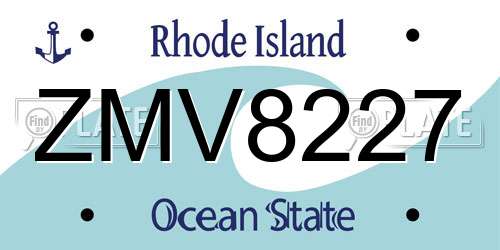 ZMV8227 Rhode Island License Plate