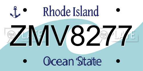 ZMV8277 Rhode Island License Plate