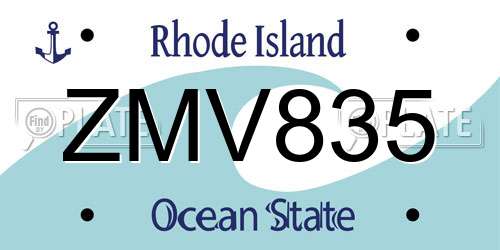ZMV835 Rhode Island License Plate