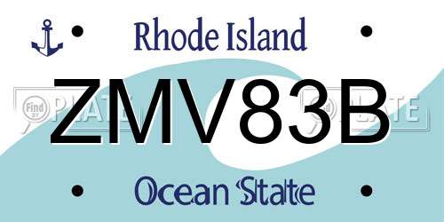 ZMV83B Rhode Island License Plate