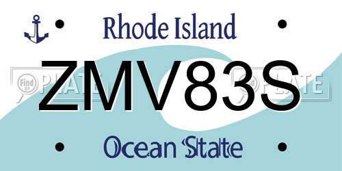 ZMV83S Rhode Island License Plate