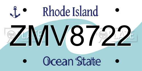 ZMV8722 Rhode Island License Plate