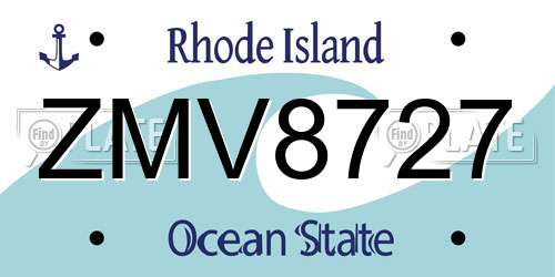 ZMV8727 Rhode Island License Plate