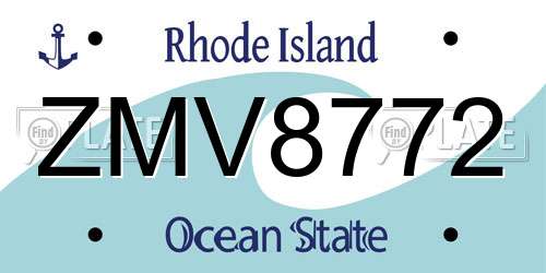 ZMV8772 Rhode Island License Plate