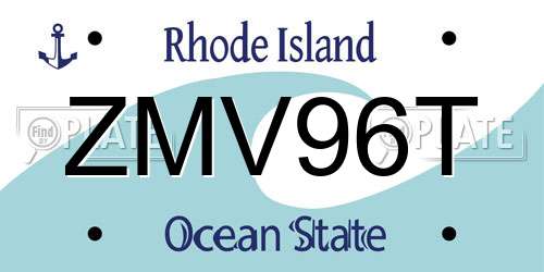 ZMV96T Rhode Island License Plate