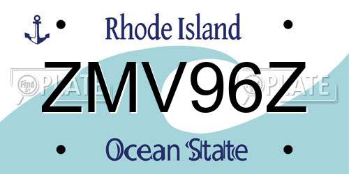ZMV96Z Rhode Island License Plate