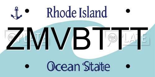 ZMVBTTT Rhode Island License Plate