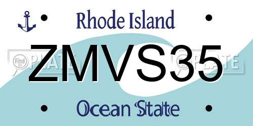 ZMVS35 Rhode Island License Plate