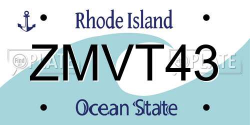 ZMVT43 Rhode Island License Plate