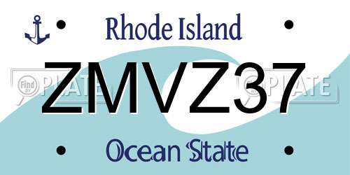 ZMVZ37 Rhode Island License Plate