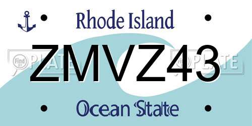 ZMVZ43 Rhode Island License Plate