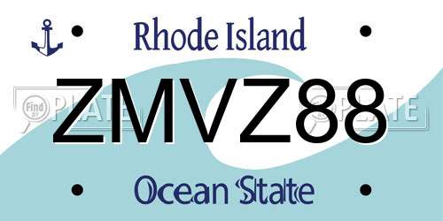 ZMVZ88 Rhode Island License Plate