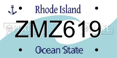 ZMZ619 Rhode Island License Plate