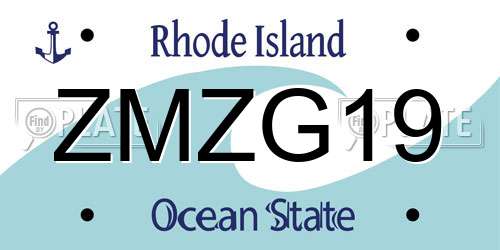 ZMZG19 Rhode Island License Plate