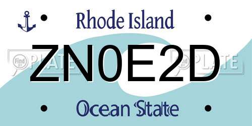 ZN0E2D Rhode Island License Plate