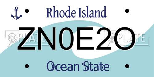 ZN0E2O Rhode Island License Plate