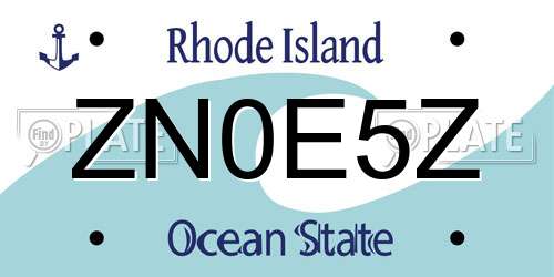 ZN0E5Z Rhode Island License Plate