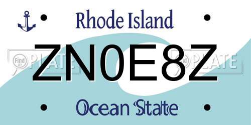 ZN0E8Z Rhode Island License Plate