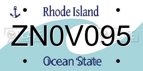 ZN0V095 Rhode Island License Plate