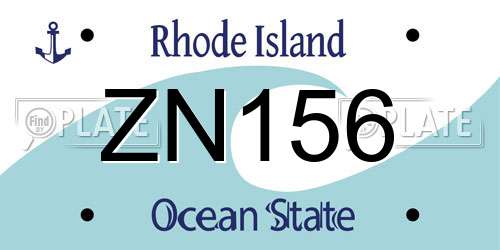 ZN156 Rhode Island License Plate