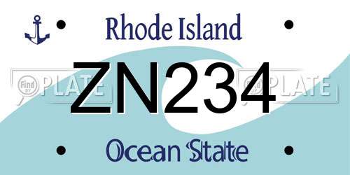 ZN234 Rhode Island License Plate