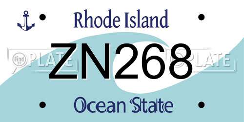 ZN268 Rhode Island License Plate