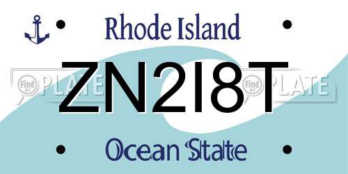 ZN2I8T Rhode Island License Plate