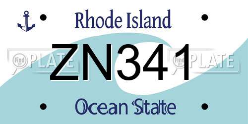 ZN341 Rhode Island License Plate