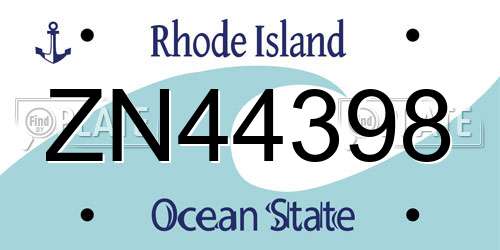 ZN44398 Rhode Island License Plate