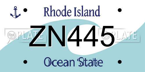 ZN445 Rhode Island License Plate