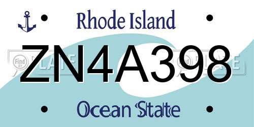 ZN4A398 Rhode Island License Plate
