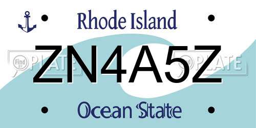 ZN4A5Z Rhode Island License Plate