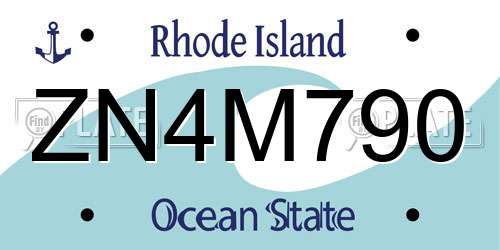 ZN4M790 Rhode Island License Plate