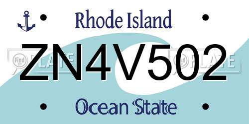 ZN4V502 Rhode Island License Plate
