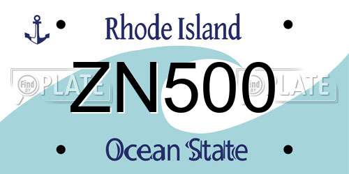 ZN500 Rhode Island License Plate