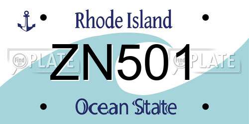 ZN501 Rhode Island License Plate
