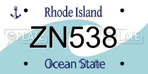 ZN538 Rhode Island License Plate