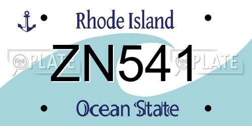 ZN541 Rhode Island License Plate