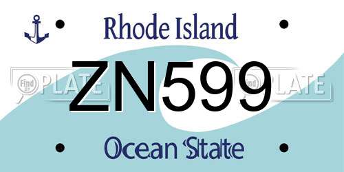 ZN599 Rhode Island License Plate