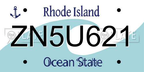 ZN5U621 Rhode Island License Plate
