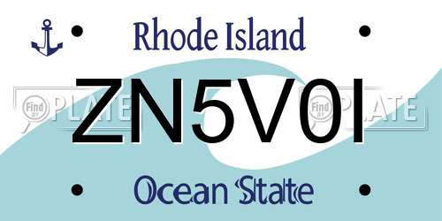 ZN5V0I Rhode Island License Plate