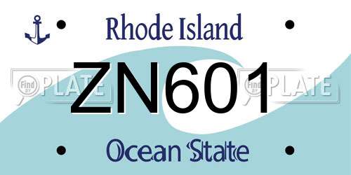 ZN601 Rhode Island License Plate