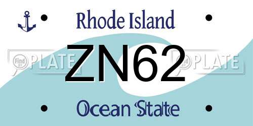 ZN62 Rhode Island License Plate